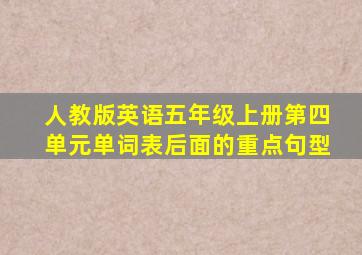 人教版英语五年级上册第四单元单词表后面的重点句型