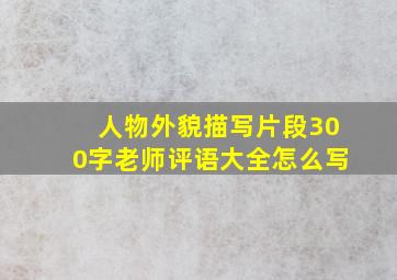 人物外貌描写片段300字老师评语大全怎么写