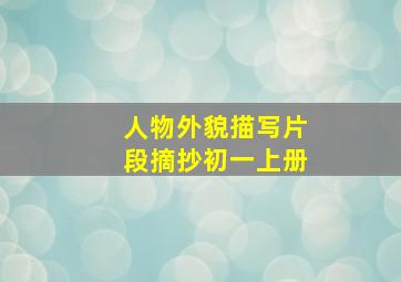 人物外貌描写片段摘抄初一上册