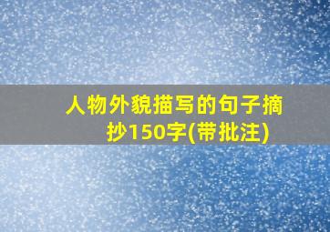 人物外貌描写的句子摘抄150字(带批注)