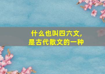 什么也叫四六文,是古代散文的一种