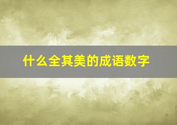 什么全其美的成语数字