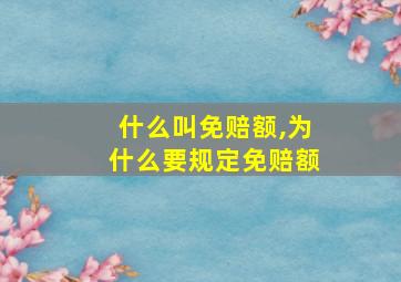 什么叫免赔额,为什么要规定免赔额