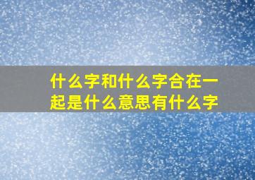 什么字和什么字合在一起是什么意思有什么字