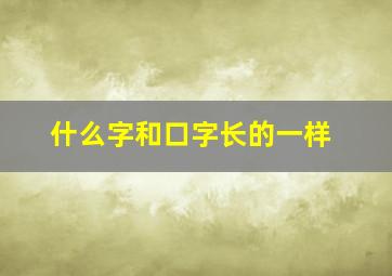 什么字和口字长的一样