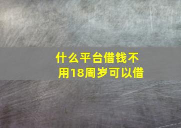 什么平台借钱不用18周岁可以借