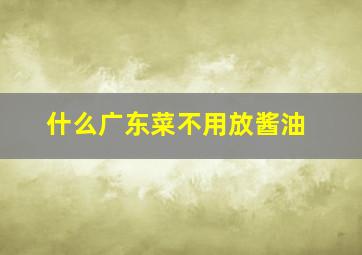 什么广东菜不用放酱油