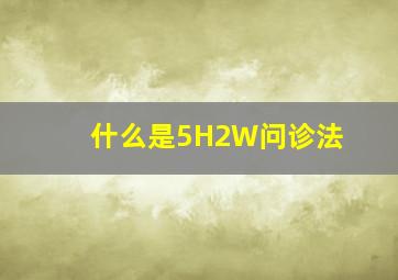 什么是5H2W问诊法