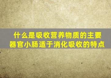 什么是吸收营养物质的主要器官小肠适于消化吸收的特点