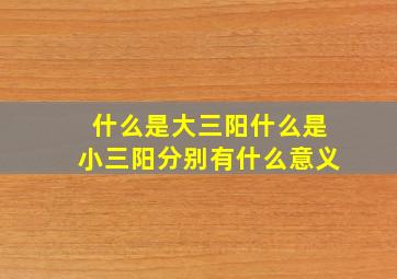 什么是大三阳什么是小三阳分别有什么意义