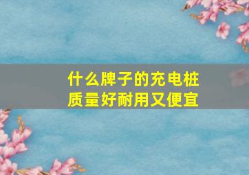 什么牌子的充电桩质量好耐用又便宜