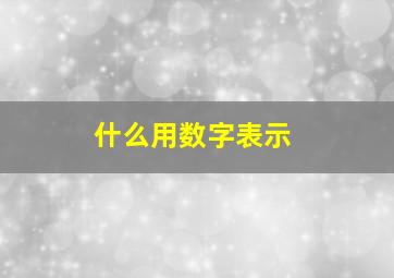 什么用数字表示