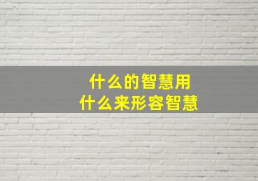 什么的智慧用什么来形容智慧