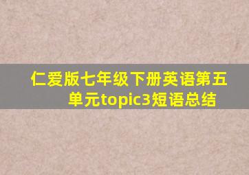 仁爱版七年级下册英语第五单元topic3短语总结