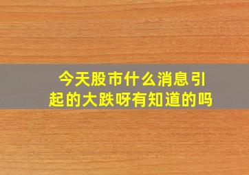 今天股市什么消息引起的大跌呀有知道的吗