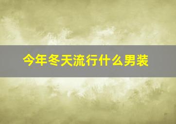 今年冬天流行什么男装