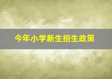 今年小学新生招生政策