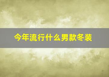 今年流行什么男款冬装