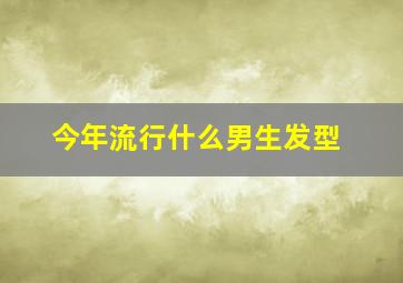 今年流行什么男生发型