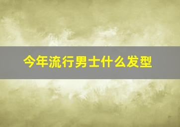 今年流行男士什么发型