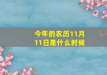 今年的农历11月11日是什么时候