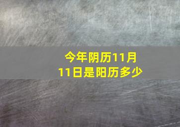 今年阴历11月11日是阳历多少