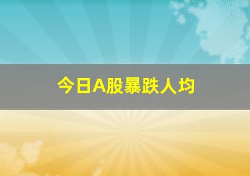 今日A股暴跌人均