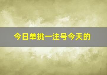 今日单挑一注号今天的