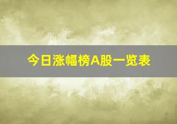 今日涨幅榜A股一览表