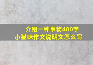 介绍一种事物400字小猫咪作文说明文怎么写