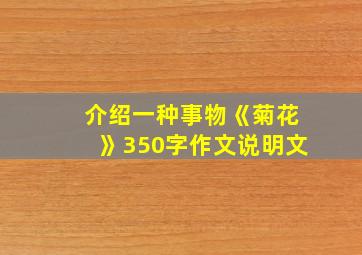 介绍一种事物《菊花》350字作文说明文