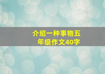 介绍一种事物五年级作文40字