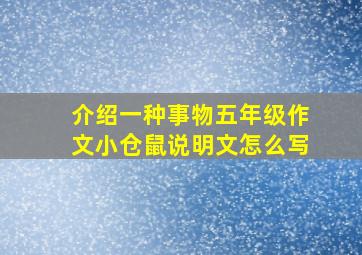 介绍一种事物五年级作文小仓鼠说明文怎么写