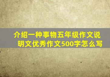 介绍一种事物五年级作文说明文优秀作文500字怎么写