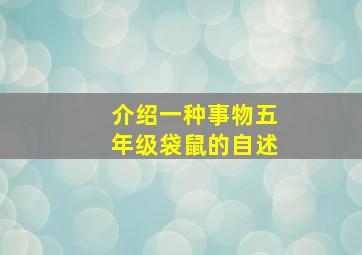 介绍一种事物五年级袋鼠的自述