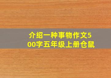 介绍一种事物作文500字五年级上册仓鼠