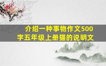 介绍一种事物作文500字五年级上册猫的说明文