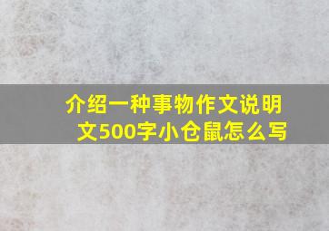 介绍一种事物作文说明文500字小仓鼠怎么写