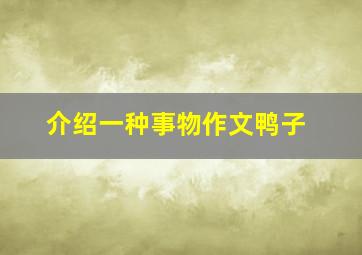 介绍一种事物作文鸭子