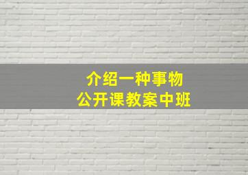 介绍一种事物公开课教案中班