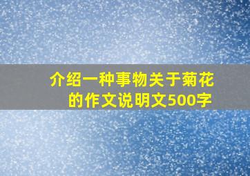 介绍一种事物关于菊花的作文说明文500字