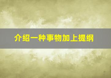 介绍一种事物加上提纲