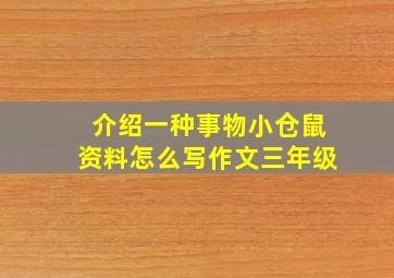 介绍一种事物小仓鼠资料怎么写作文三年级