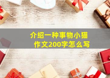 介绍一种事物小猫作文200字怎么写