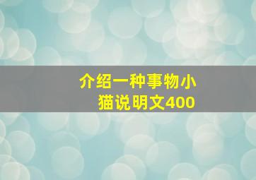 介绍一种事物小猫说明文400