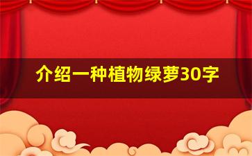 介绍一种植物绿萝30字