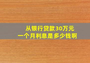 从银行贷款30万元一个月利息是多少钱啊