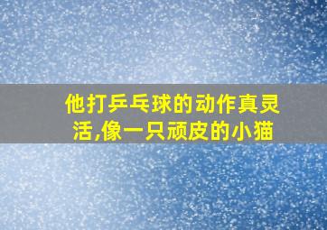 他打乒乓球的动作真灵活,像一只顽皮的小猫