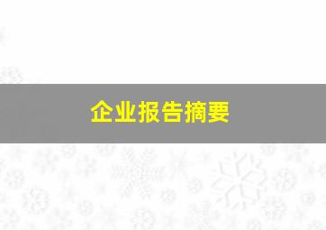 企业报告摘要