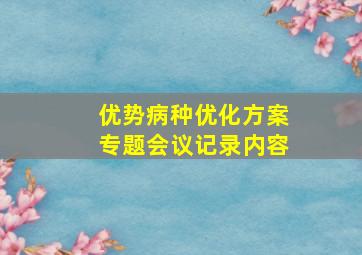 优势病种优化方案专题会议记录内容